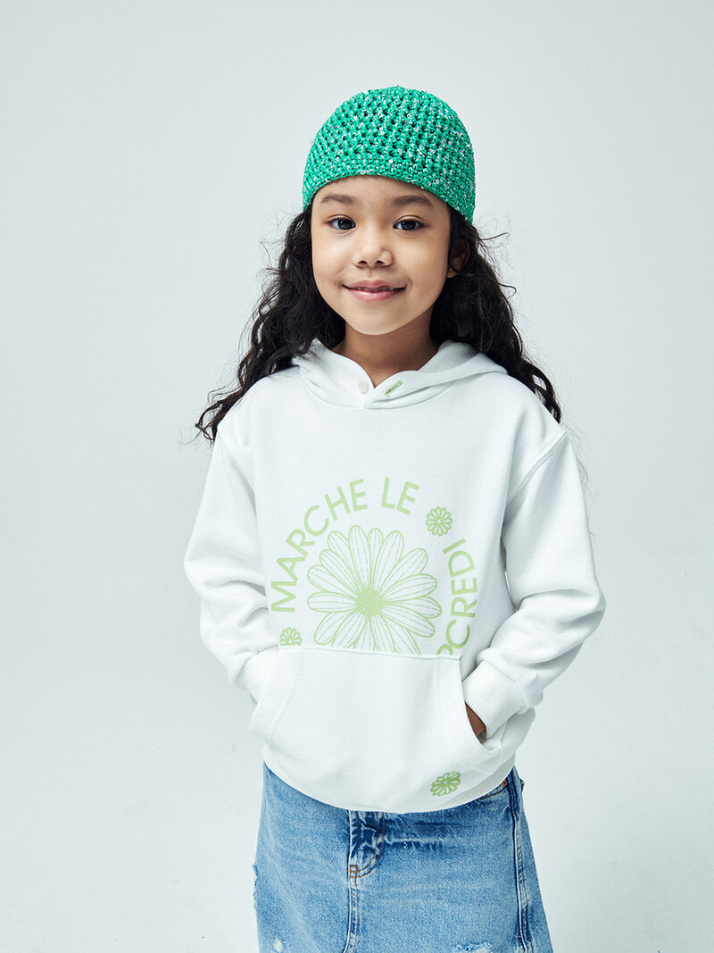 Mardi Mercredi KIDS HOODY MARCHE EMBLEM [ROCKFISH]_IVORY GRASS
