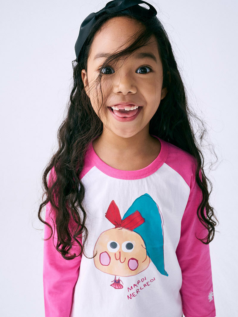 Mardi Mercredi KIDS TSHIRT RAGLAN JANE_PINK