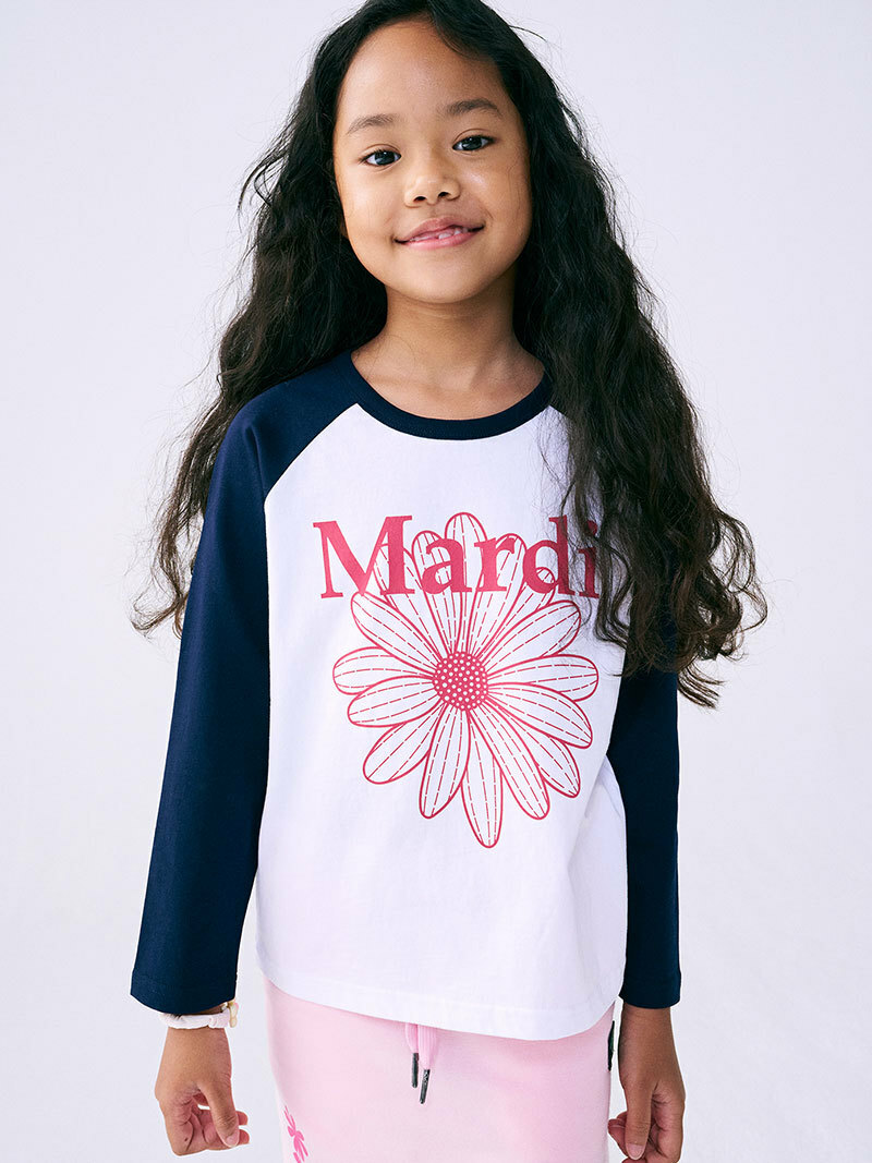 Mardi Mercredi KIDS TSHIRT RAGLAN FLOWERMARDI_NAVY VIOLET