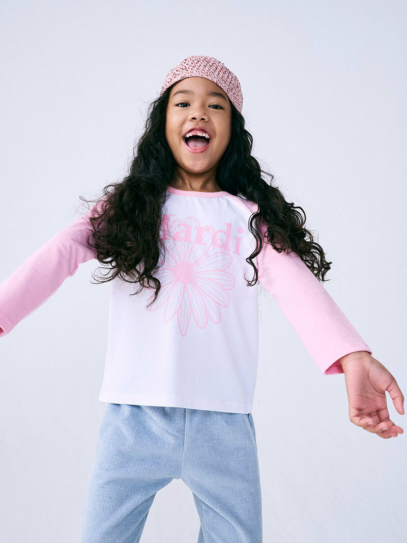 Mardi Mercredi KIDS TSHIRT RAGLAN FLOWERMARDI_PINK PINK