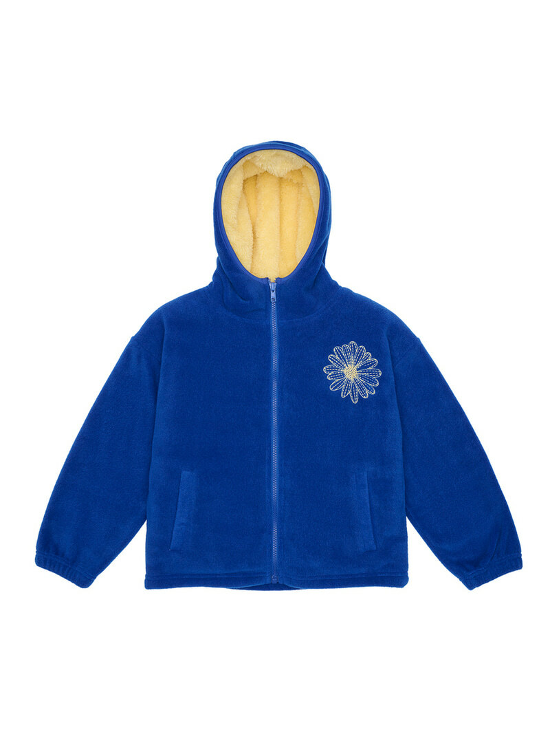 Mardi Mercredi KIDS FLEECE HOODY ZIPUP DOUBLE FACE_BLUE YELLOW