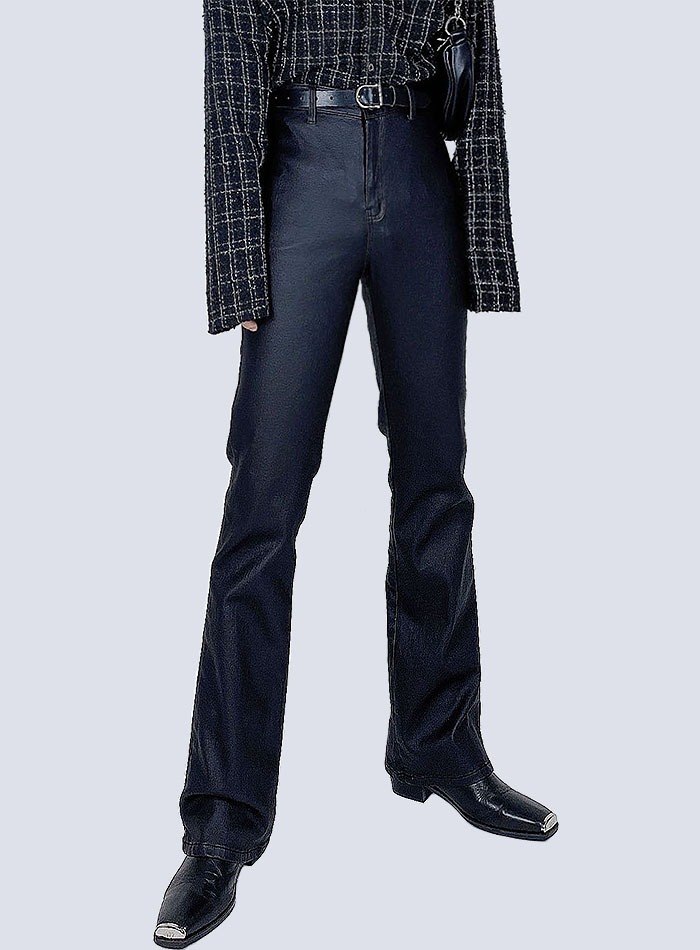 塗層水洗喇叭靴牛仔褲