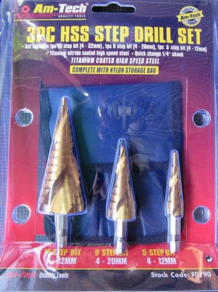 ＊中崙五金【附發票】3支組 HSS螺旋式鍍鈦階梯鑽頭組（12-20-32mm）六角柄階梯鑽 圓穴鑽 薄白鐵用 F0790