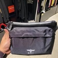 [S] BOYLONDON STUDDED STREET STYLE PVC CLOTHING BAGS,BLACK/WHITE, B91SB1006U89 (SBB50)