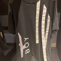 [S] BOYLONDON BOY T-SHIRT DRESS WITH STRIPE,BLACK/WHITE, B92OP1307F89 (SBB60)