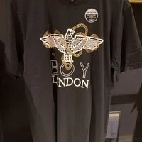 [S] BOYLONDON LOGO CHAIN SHORT SLEEVE T-SHIRT,BLACK GOLD, B02TS1454U99 (SBB64)