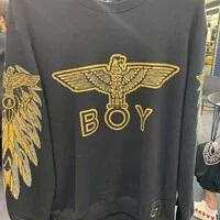 [S] BOYLONDON BIG EAGLE BOY LOGO WITH WING PRINT INSIDE,BLACK/GOLD, B83MT1100U99 (SBB72)