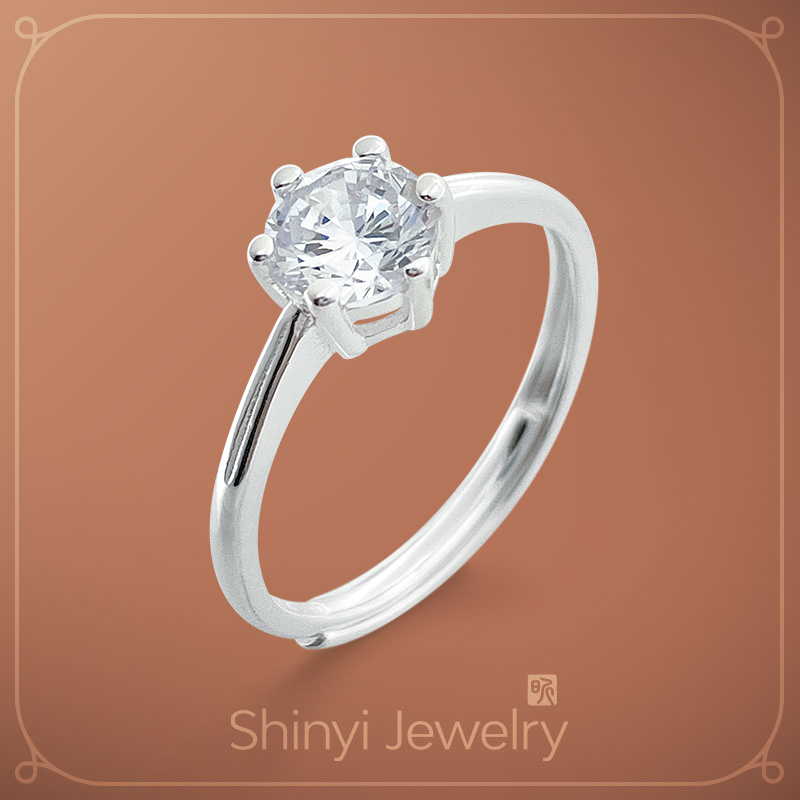 經典完美六爪贏賺鋯石足銀戒