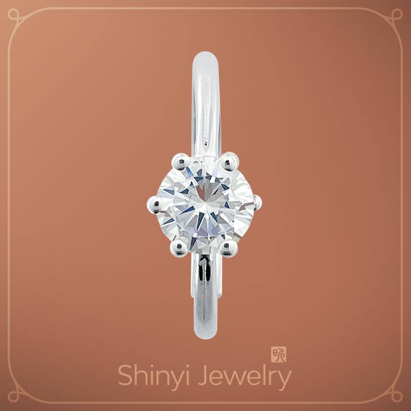 經典完美六爪贏賺鋯石足銀戒