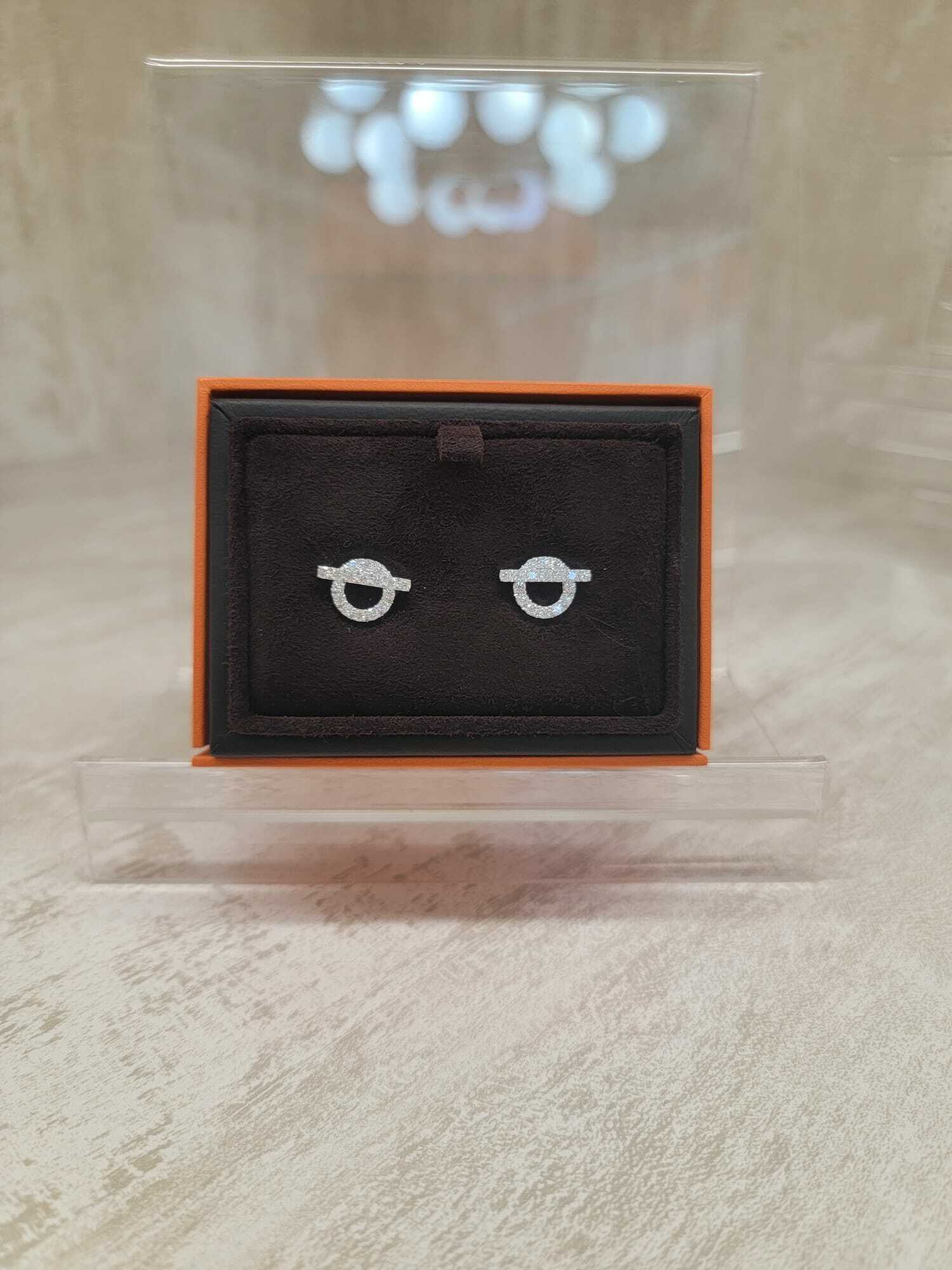 HERMES 18K WHITE GOLD Finesse  Earrings 小Q耳環 18K白金