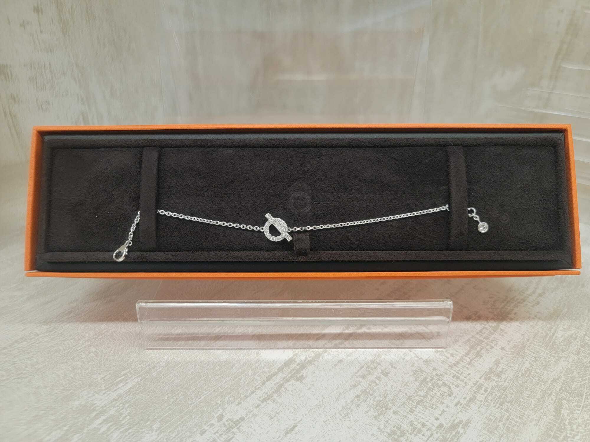 HERMES 18K WHITE GOLD  Finesse bracelet WITH DIAMOND 小Q手鏈 18k 白金