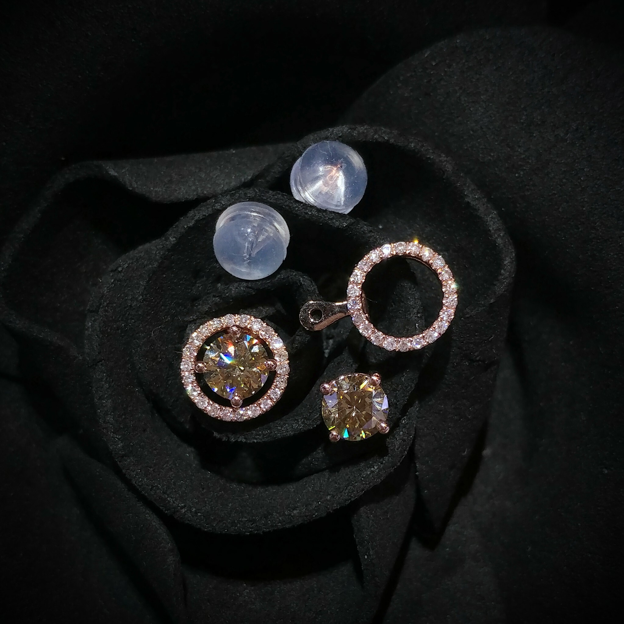 18K Rose Gold 0.87ct Light Brown Diamond Earrings