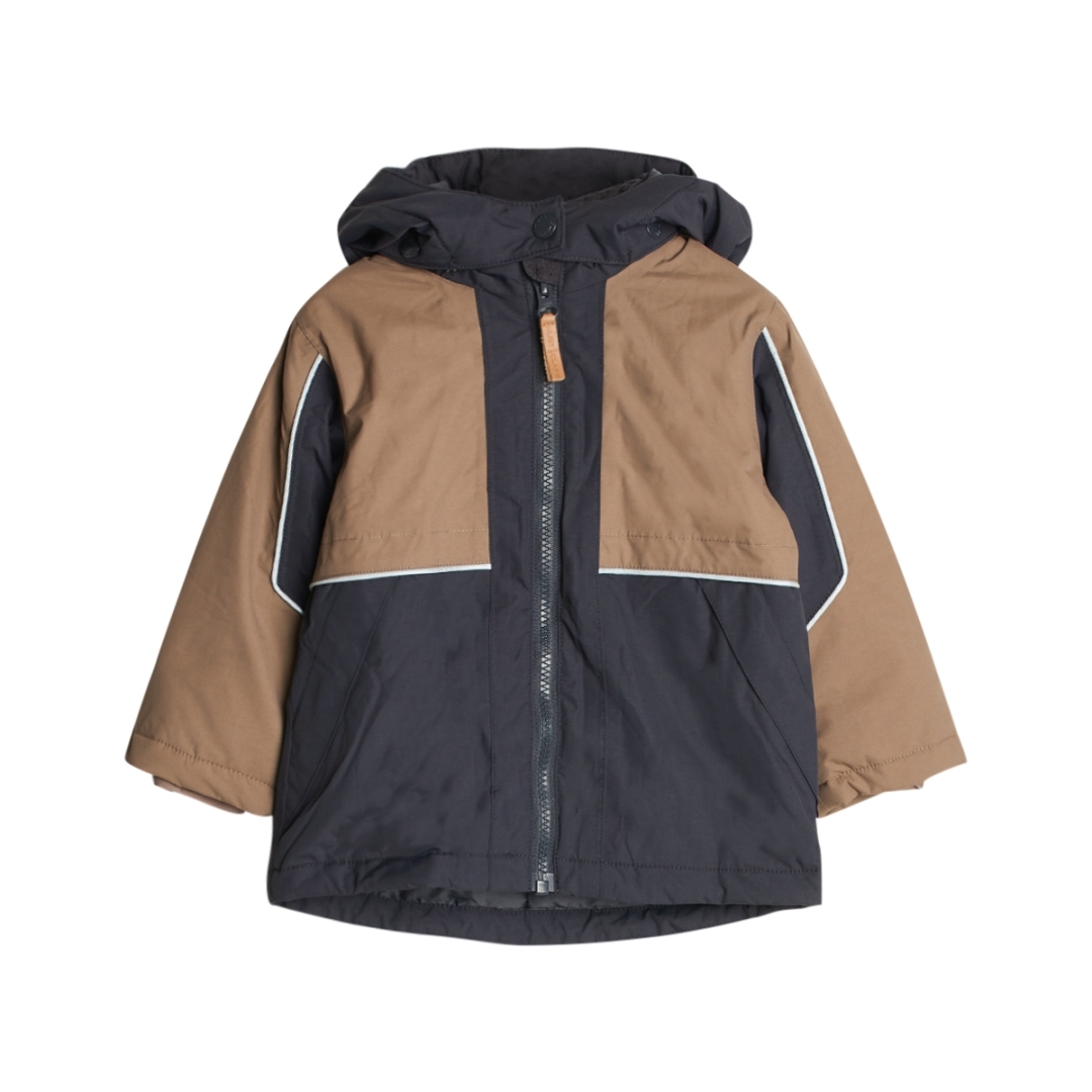 〖 Hust & Claire 〗卡其藍拼接防撥水外套