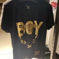 [S] BOYLONDON EAGLE BOY CHAIN BIG PRINT T-SHIRY, BLACK/GOLD, B92TS1005K99 (SBB89)
