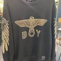 [S] BOYLONDON BIG EAGLE BOY LOGO WITH WING PRINT INSIDE,BLACK/SILVER, B83MT1100U98 (SBB91)