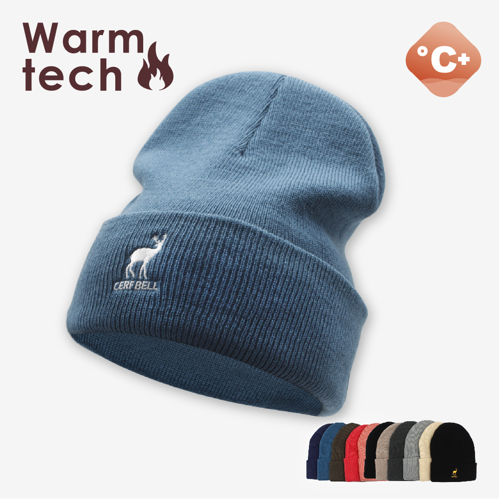 【肌暖】台灣製 經典刺繡反摺針織毛帽丨H1538