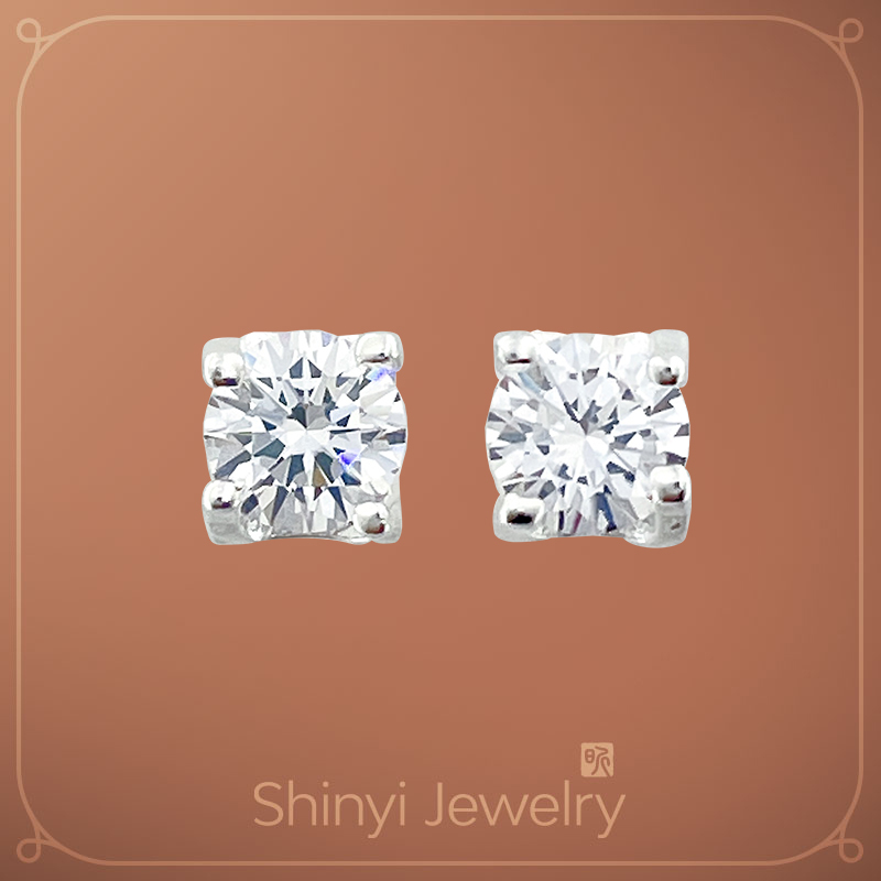 贏賺足銀耳針（四爪鑲）