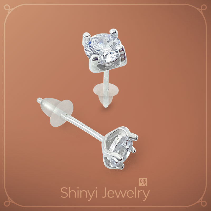 贏賺足銀耳針（四爪鑲）