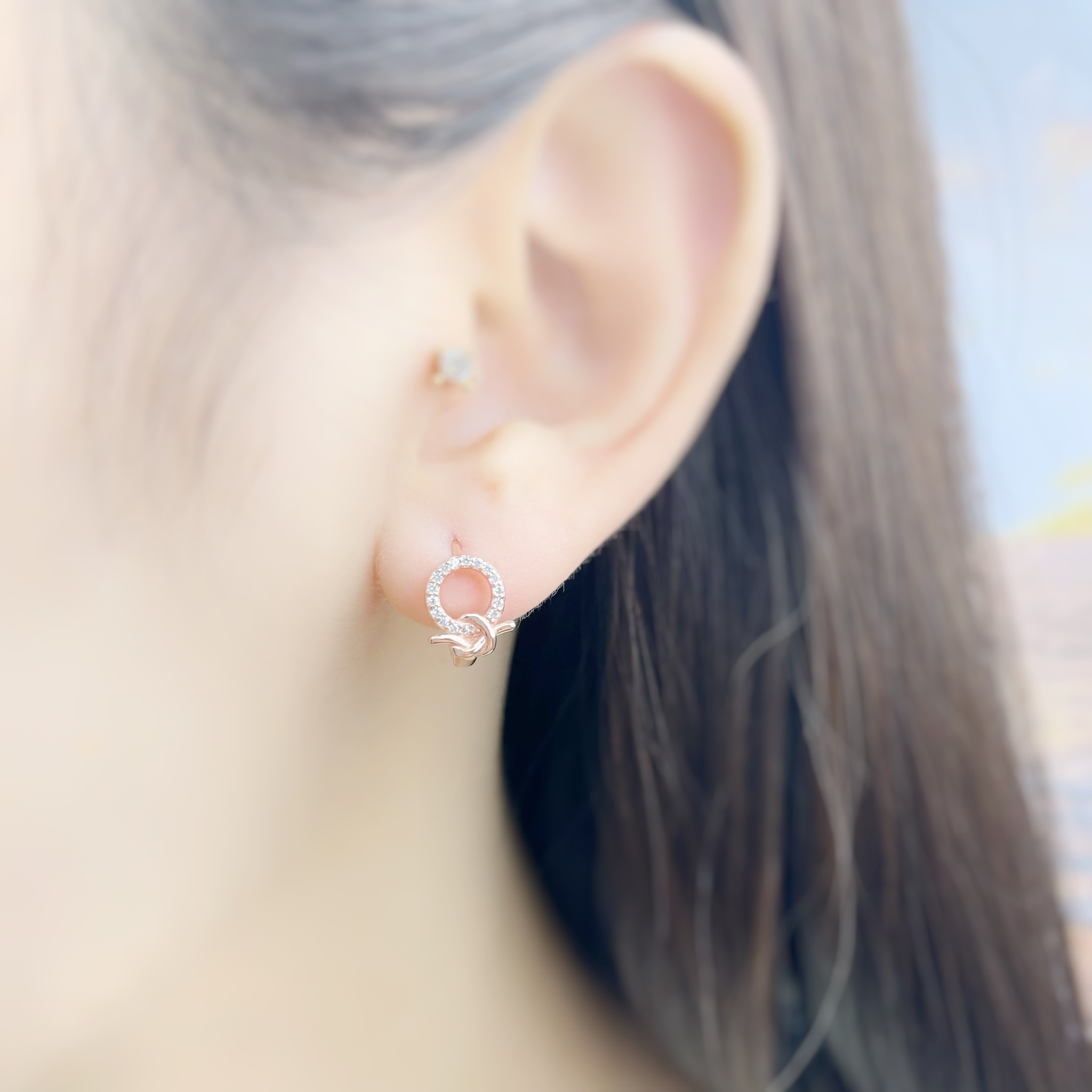 | 925 Silver・White Gold・Rose Gold | Gentle Bow  Earrings（Silver / Rose Gold） | EA0578 |