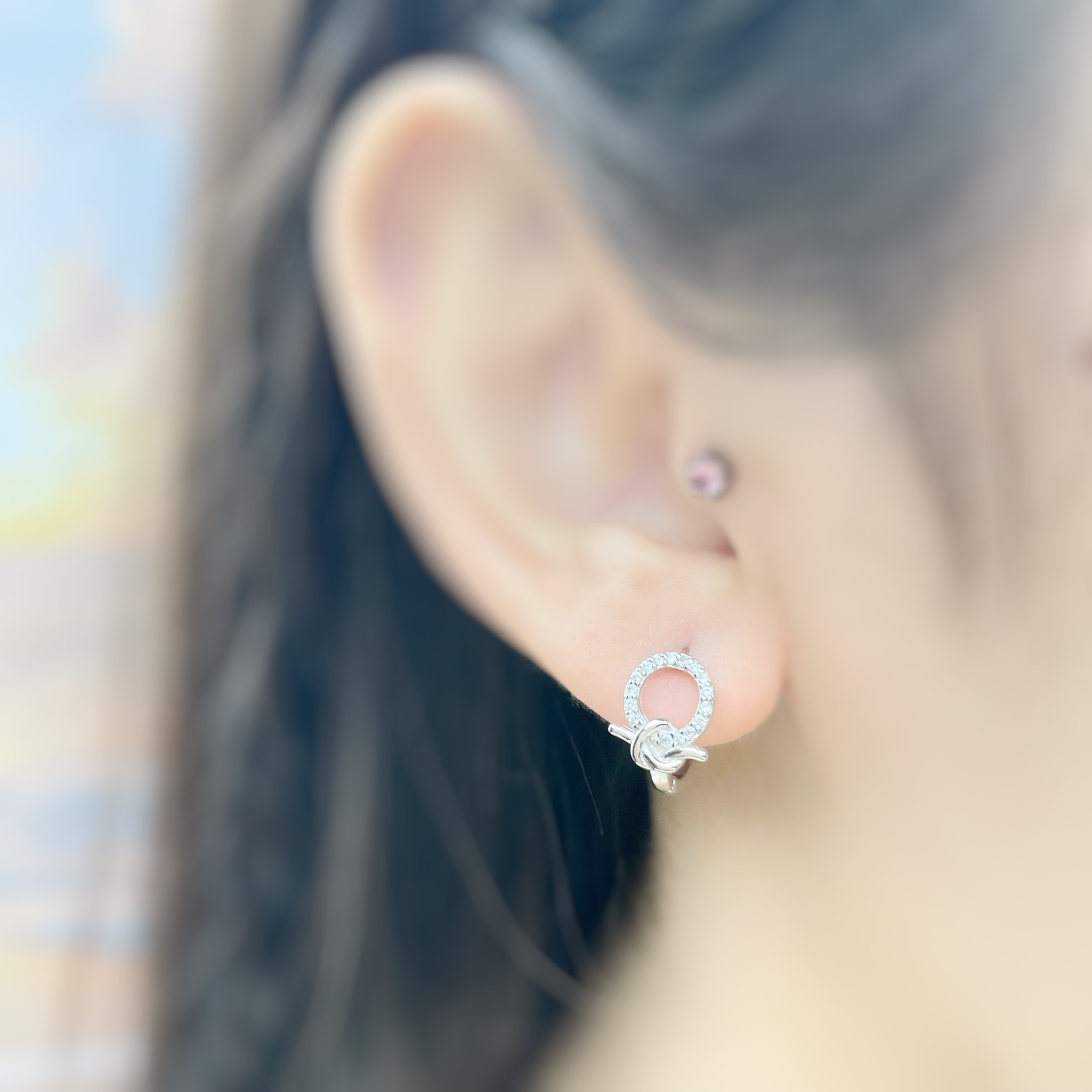 | 925 Silver・White Gold・Rose Gold | Gentle Bow  Earrings（Silver / Rose Gold） | EA0578 |