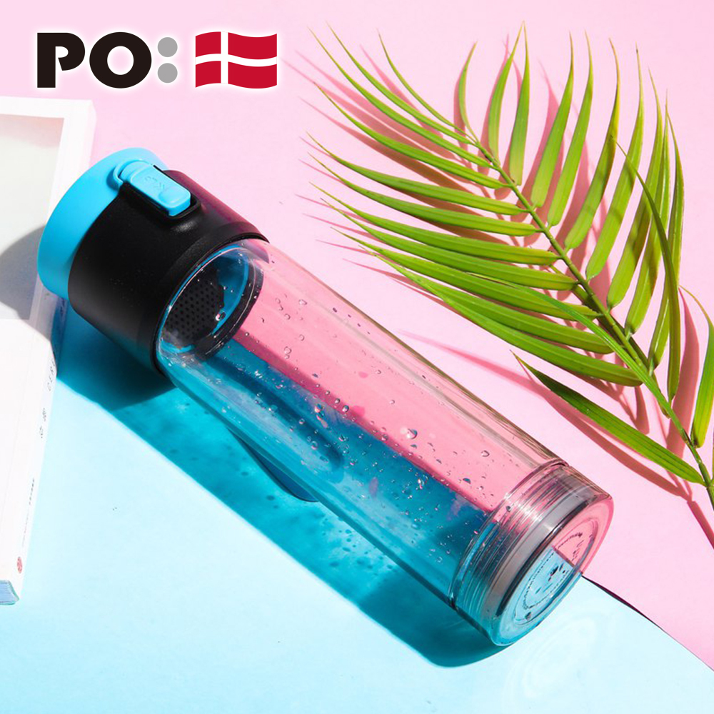 PO: 丹麥雙層泡茶防摔隨手杯(藍)