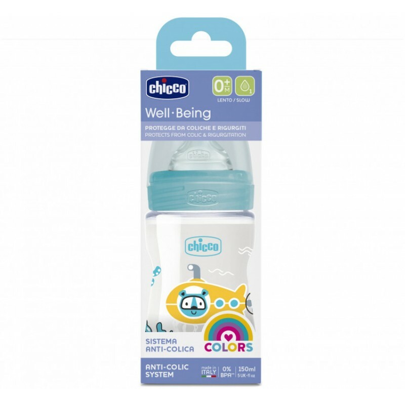CHICCO 嬰兒奶瓶 150ml  料帶快速流動奶嘴  0m+ MADE IN ITALY