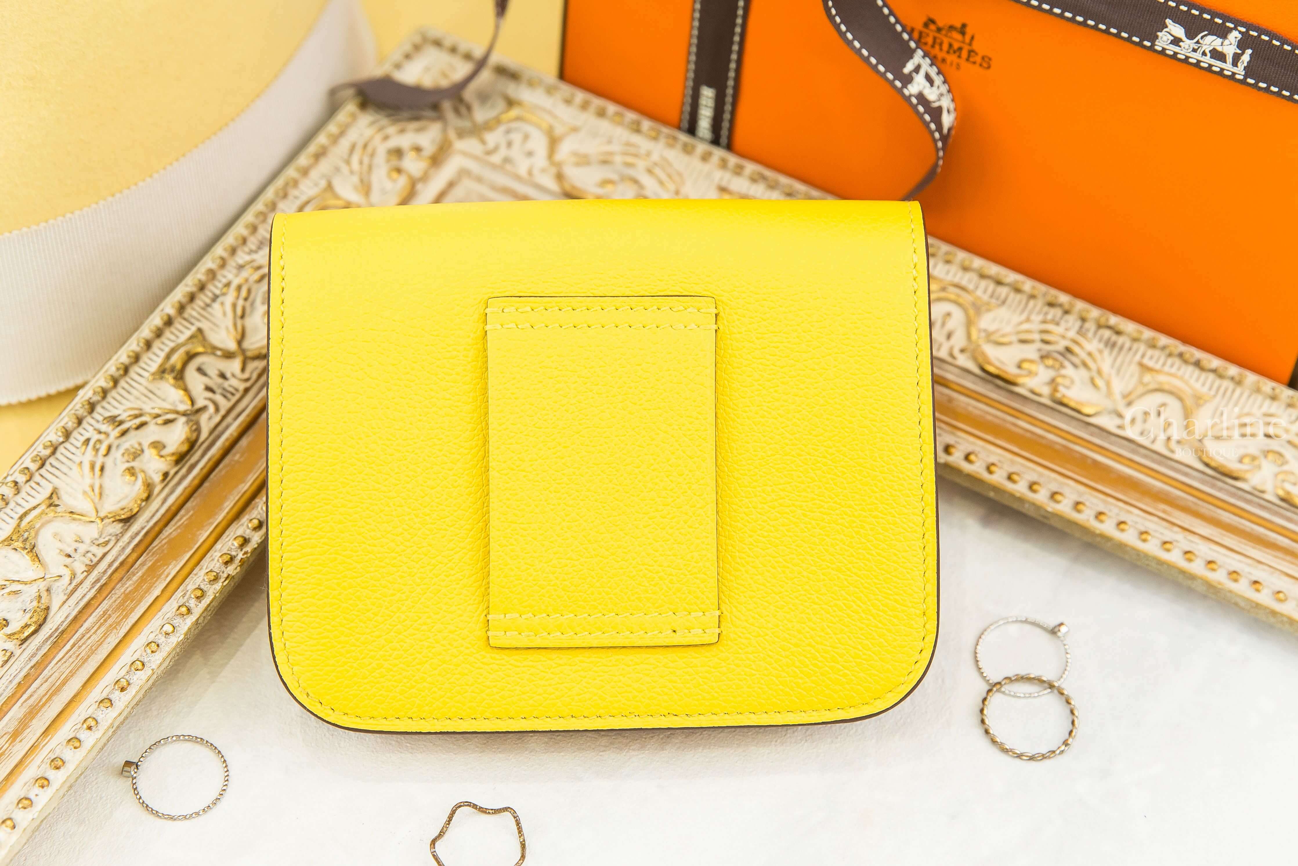 Hermès Constance Slim Wallet 9O Jaune De Naples Evercolor U刻那不勒斯黃金釦短夾-Charline Boutique 精品代購