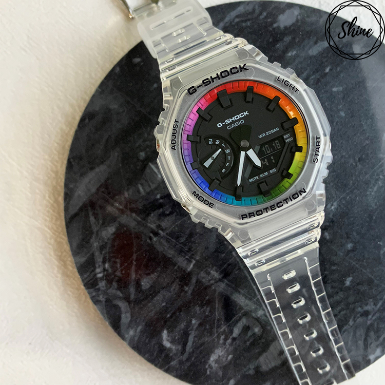 客製 GA-2100SKE-7A 彩虹外圈手錶