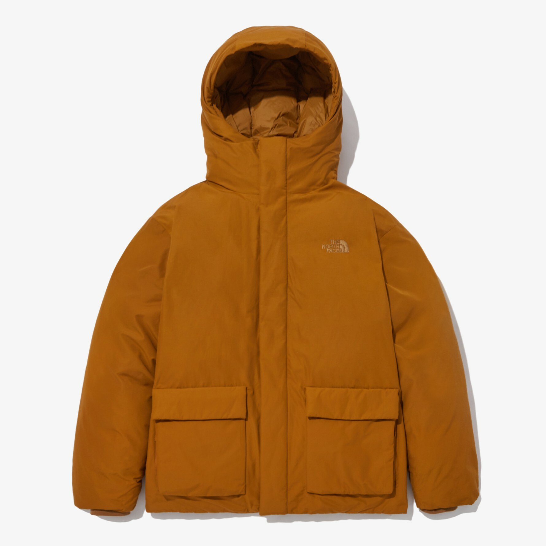 THE NORTH FACE PRAISE DOWN JACKET 口袋 連帽羽絨外套 橘 NJ1DN67C