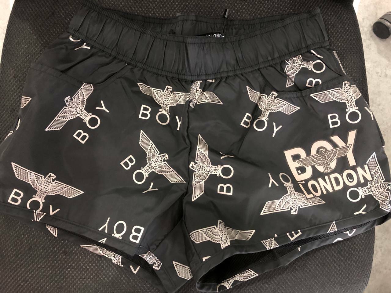[S] BOYLONDON EAGLE BOY LOGO SHORTS, BLACK/SILVER, B82SP1134F98 (SBB99)