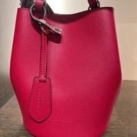 [S] BURBERRY HAYMARKET COLOUR CHECK SM LORNE BUCKET CROSSBODY,POPPY RED, 40571531 (SB18)