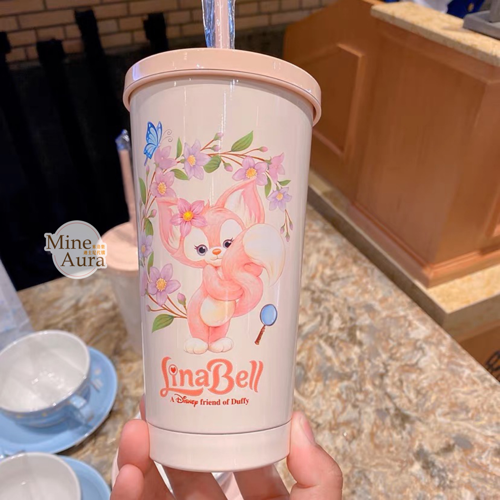 玲娜貝兒 LinaBell 不鏽鋼 吸管 水杯 飲料杯 -上海迪士尼樂園