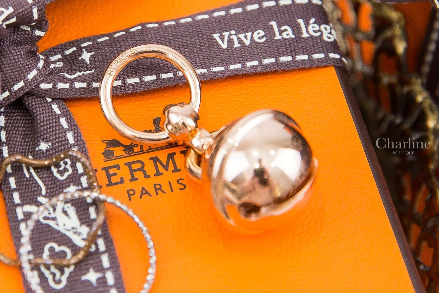 Hermès Charms Grelot Twilly Ring 玫瑰金鈴鐺絲巾扣環