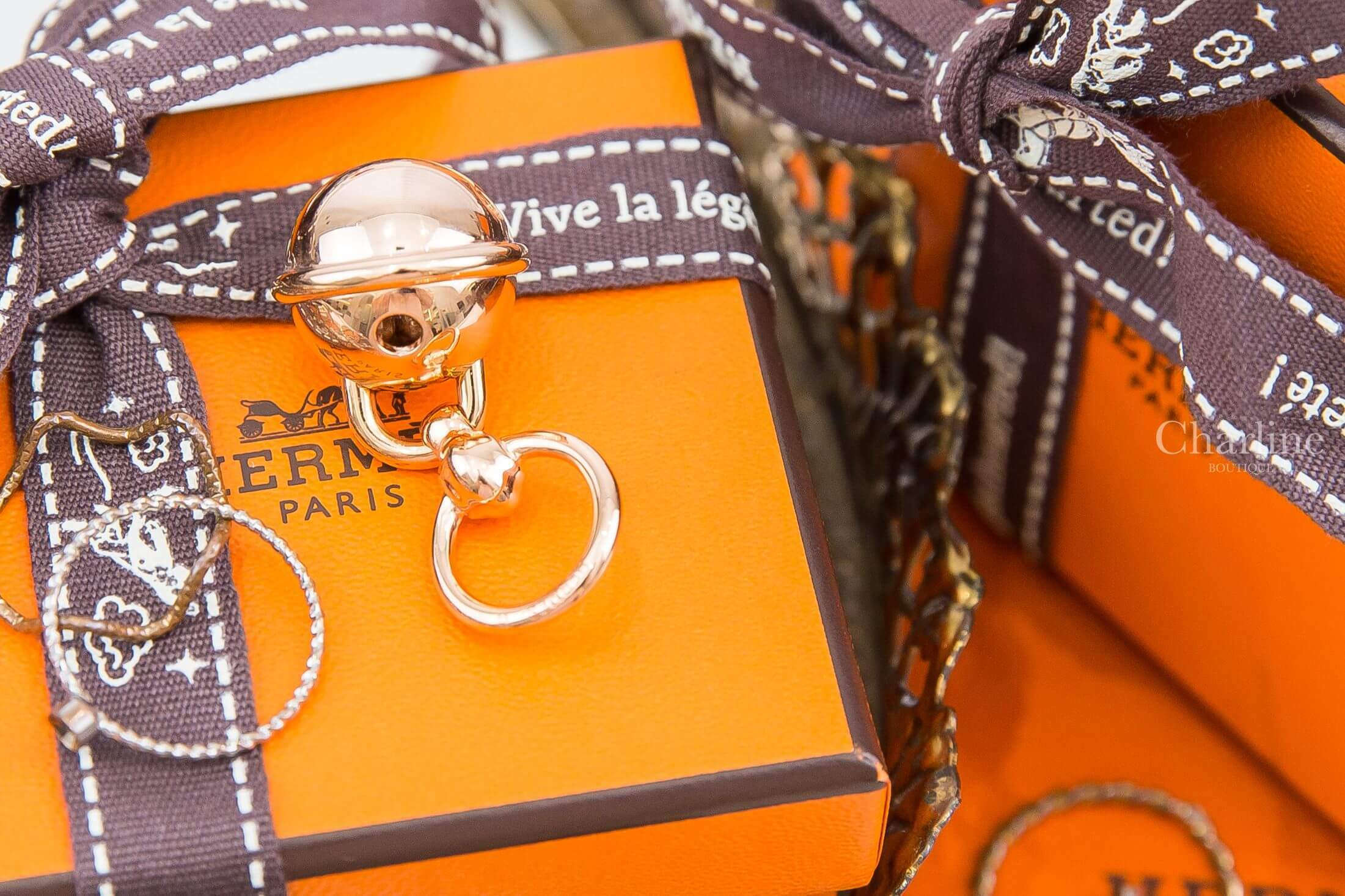 Hermès Charms Grelot Twilly Ring 玫瑰金鈴鐺絲巾扣環-Charline Boutique 精品代購