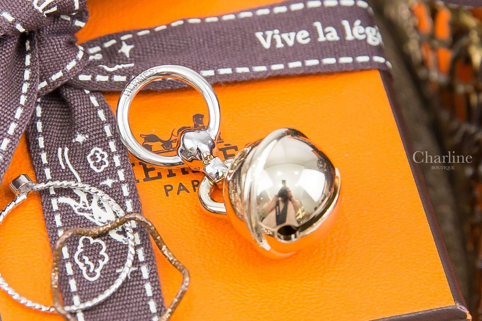 Hermès Charms Grelot Twilly Ring 銀色扣環金色鈴鐺絲巾扣環