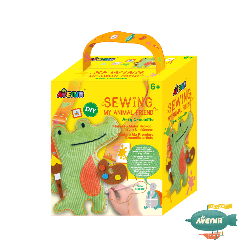 《 Avenir Kids 艾維尼 》我的幸福小夥伴 鱷魚畫家(肩帶娃娃) 縫工手作 附安全縫針 DIY