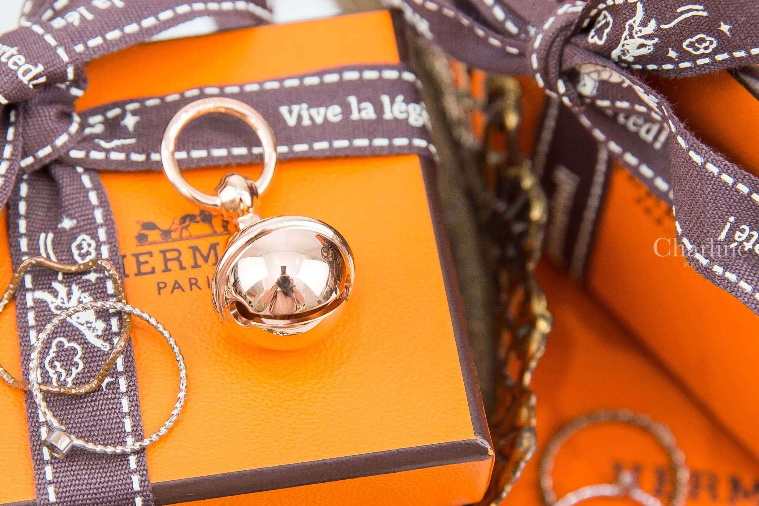 Hermès Charms Grelot Twilly Ring 玫瑰金鈴鐺絲巾扣環