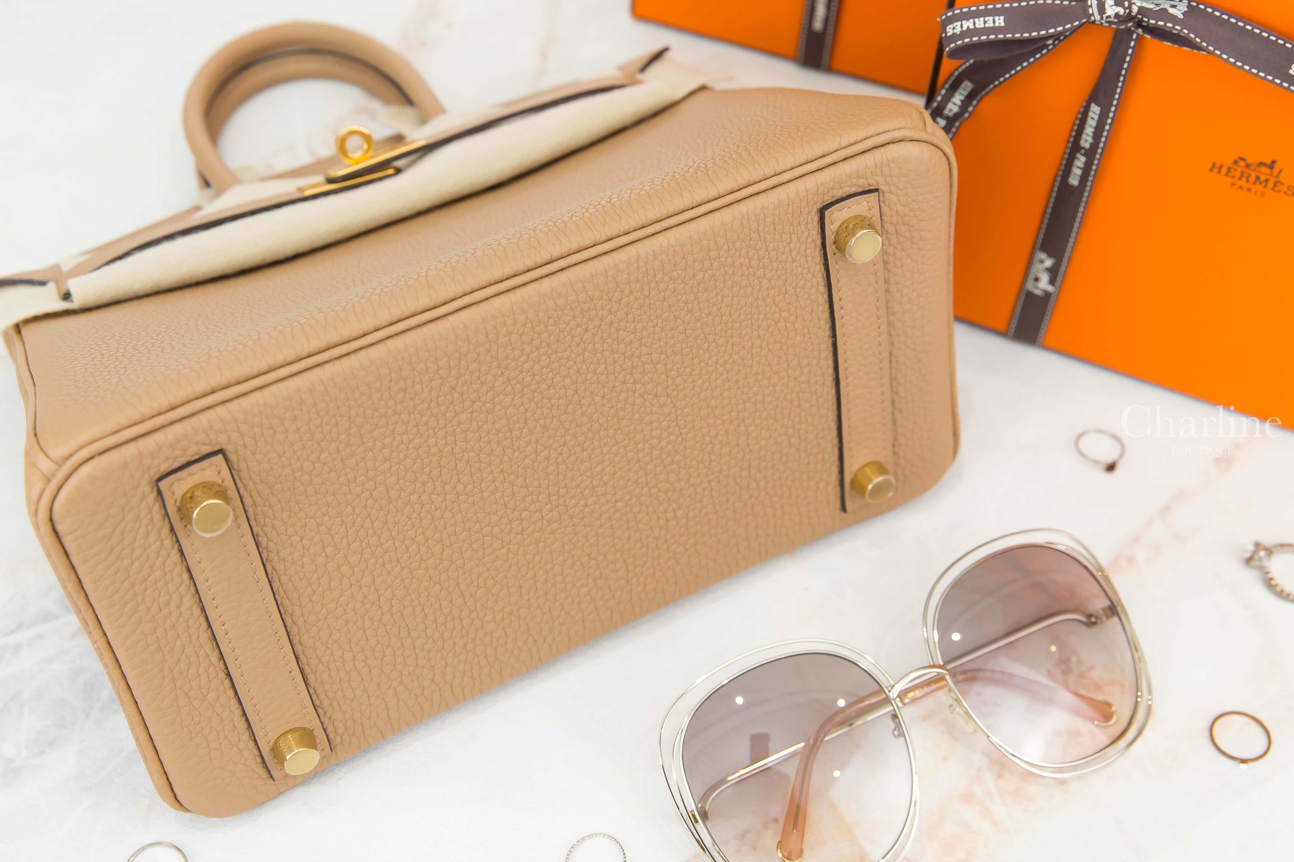 Hermès Birkin 25cm 0M Chai Togo U刻馬薩拉茶色金釦鉑金包-Charline Boutique 精品代購