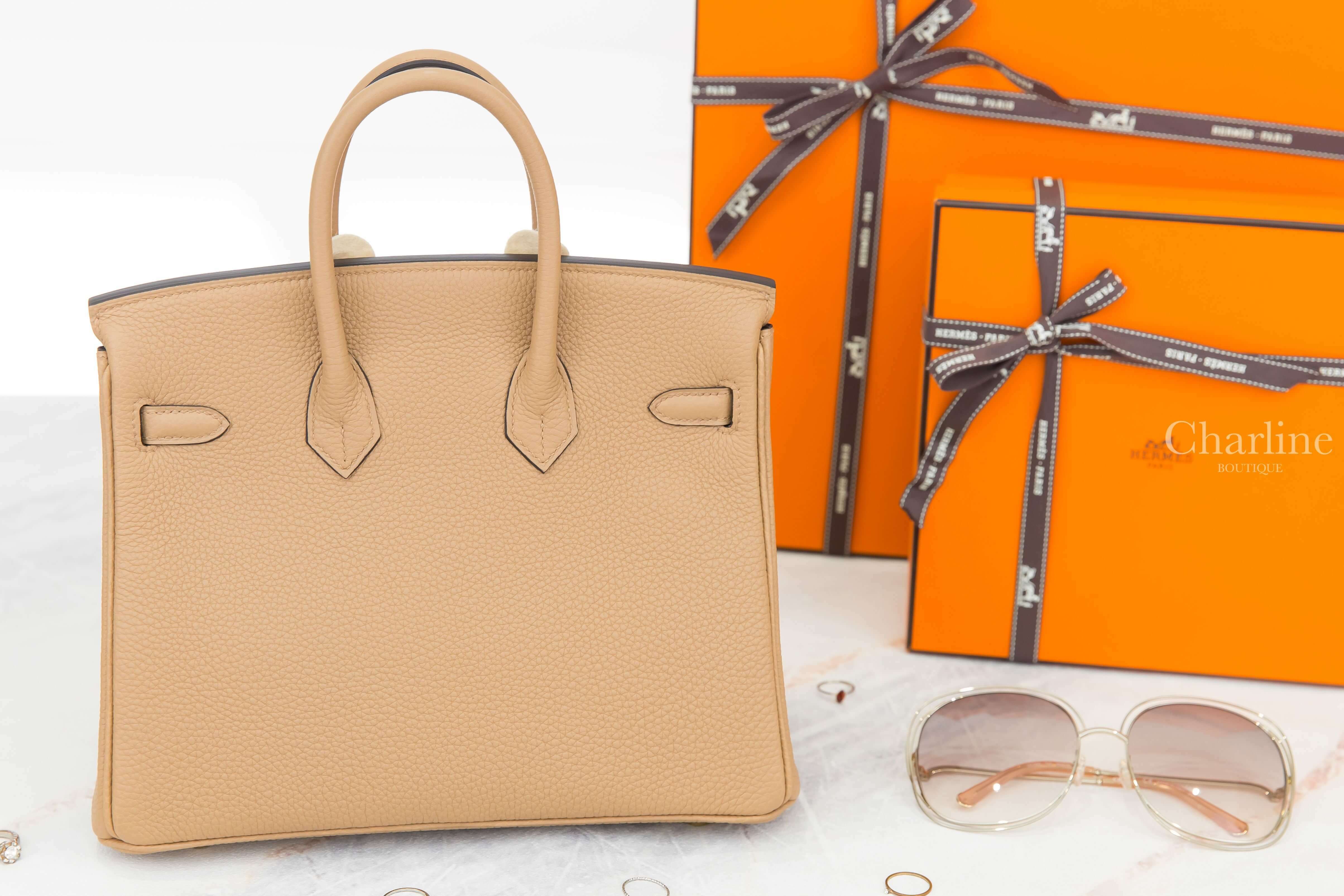 Hermès Birkin 25cm 0M Chai Togo U刻馬薩拉茶色金釦鉑金包-Charline Boutique 精品代購