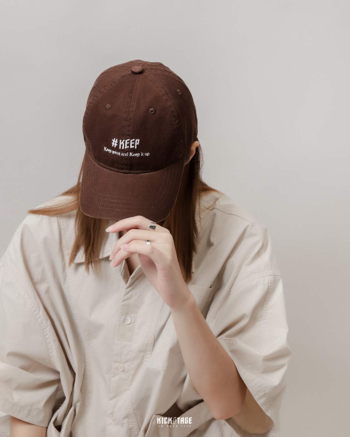 #KEEP VINTAGE CAP 黑色 咖啡色 標語 閃電微笑 刺繡 百搭 基本款 老帽 47同版型【KS141】