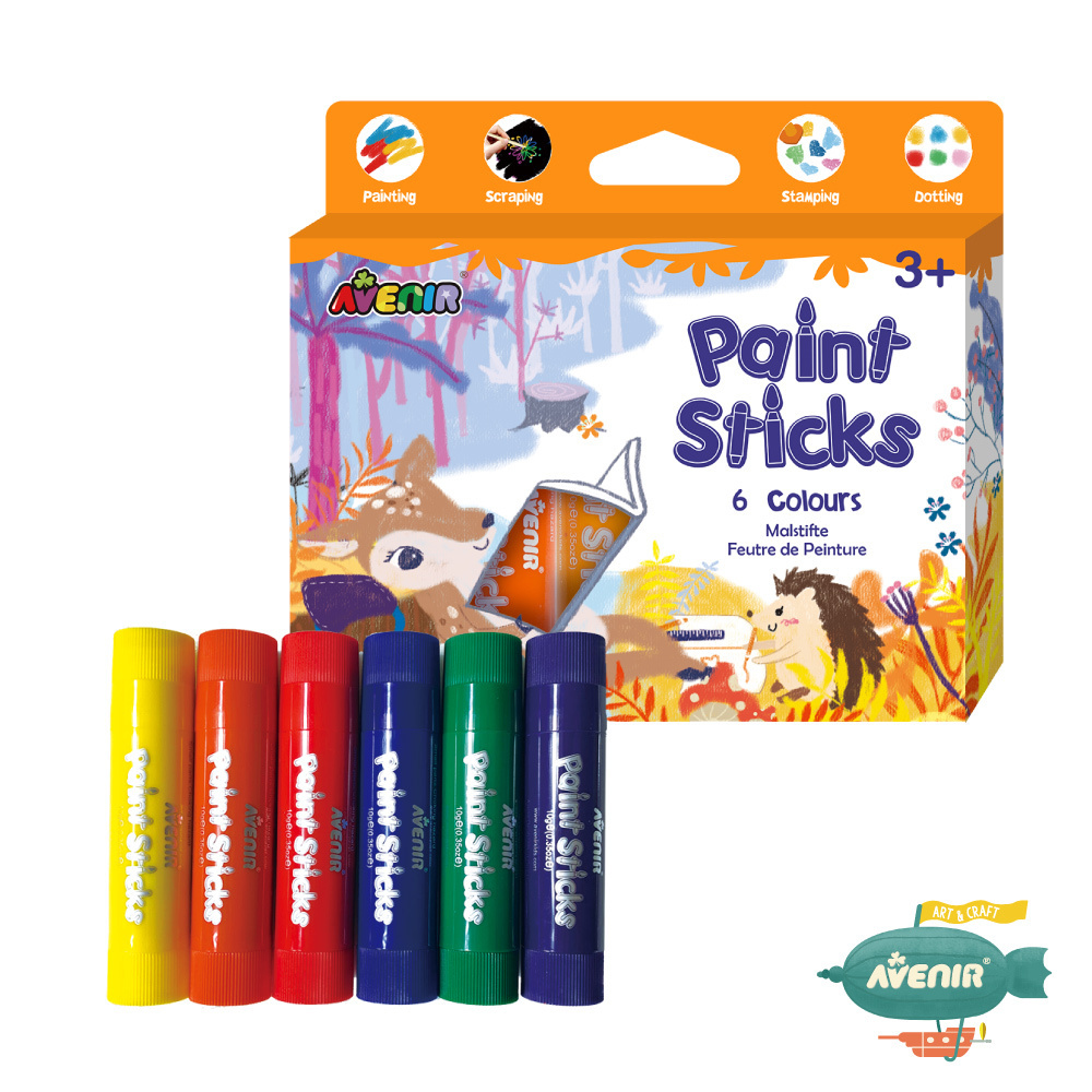 《 Avenir Kids 艾維尼 》我的不沾手彩繪棒, 6 色 可水洗 無毒安全