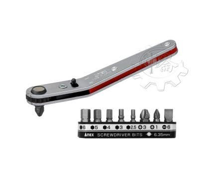 ＊中崙五金【附發票】(日本製) ANEX 超極薄棘輪扳手 10件組 L型棘輪螺絲起子 型號:429