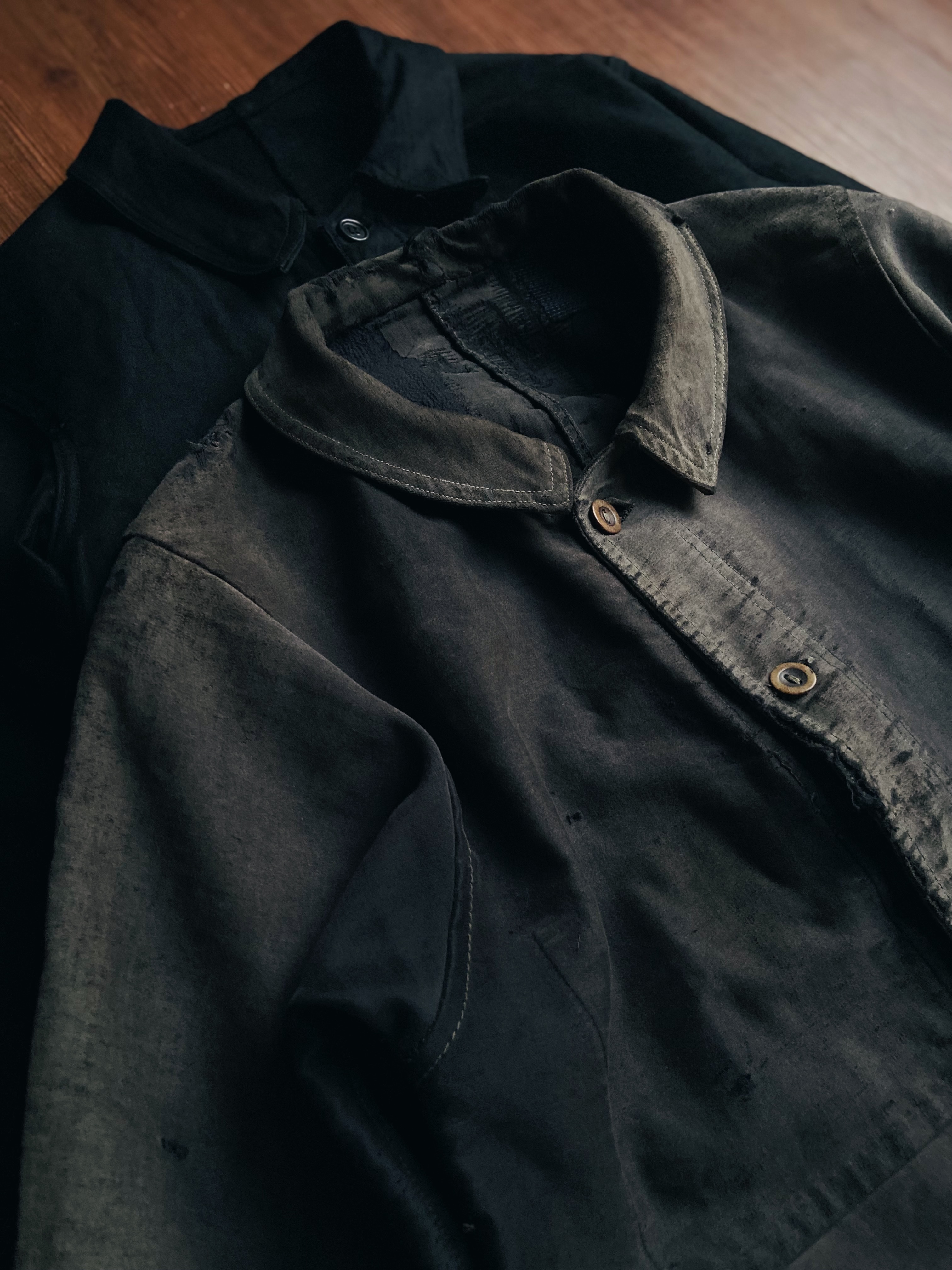 40s French black moleskin chore jacket  / 黑色moleskin法國工裝外套