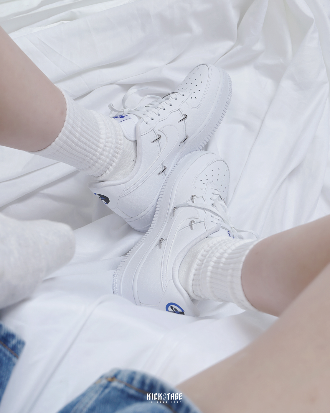 女鞋 NIKE AIR FORCE 1 LX 小銀勾 白色 銀色 立體 小勾 泫雅著用 AF1【CT1990-100】