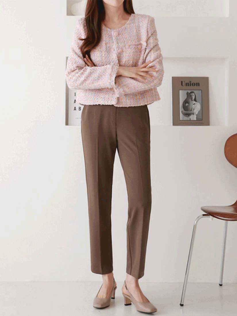 [現貨] 秋季皮帶釦螞蟻腰彈性褲 [ XL / 棕色 ]