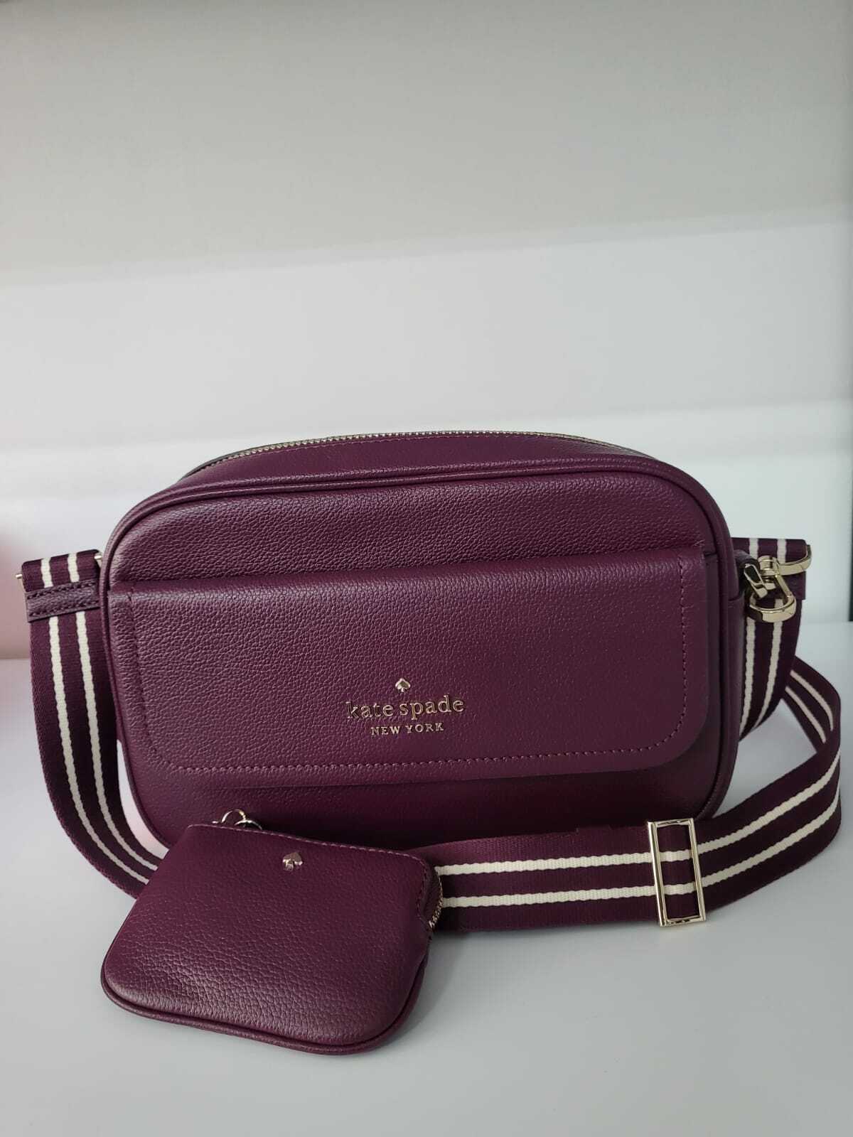[S] KATE SPADE K6057 ROSIE PEBBLED LEATHER FLAP CAMERA BAG,PURPLE AGA, 196021120107 (SKS221)