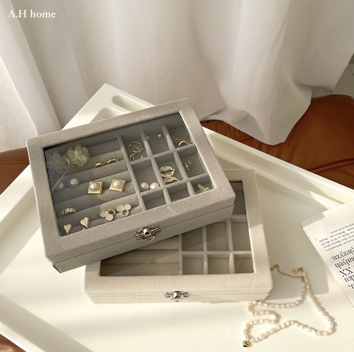 【ＡＨ533】韓國ins絨布飾品盒