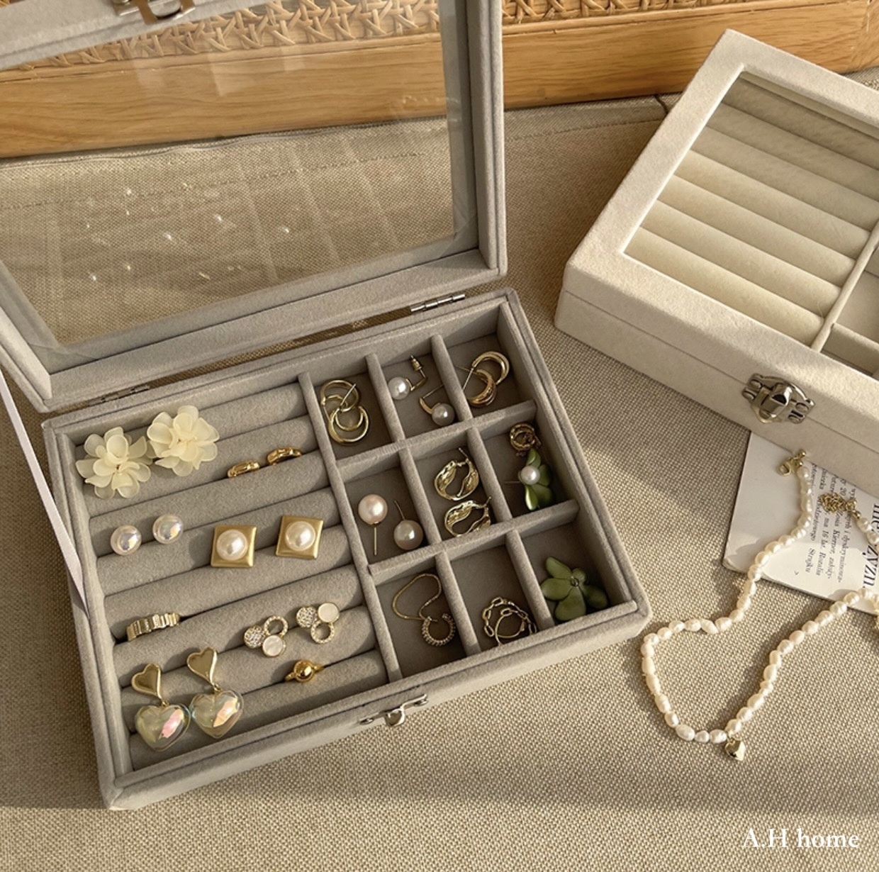 【ＡＨ533】韓國ins絨布飾品盒