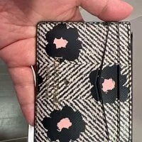 [S] KATE SPADE K8205 SMALL SLIM CARD HOLDER HERRINGBONE FLO,BLACK MULTI, 196021116940 (SKS288)
