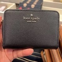[S] KATE SPADE WLR00548 REFINED GRAIN SMALL ZIP CARD CASE WALLET,BLACK, 196021023101 (SKS291)